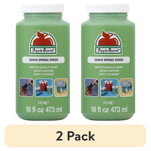 (2 pack) Apple Barrel Acrylic Craft Paint, Matte Finish, Spring Green, 16 fl oz