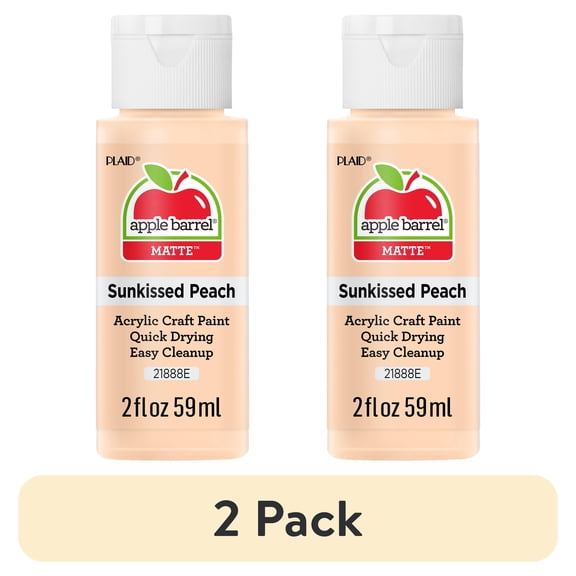 (2 pack) Apple Barrel Acrylic Craft Paint, Matte Finish, Sunkissed Peach, 2 fl oz