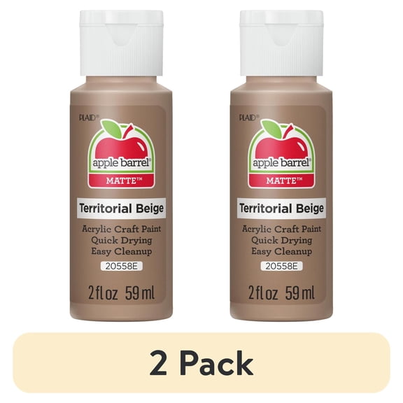 (2 pack) Apple Barrel Acrylic Craft Paint, Matte Finish, Territorial Beige, 2 fl oz