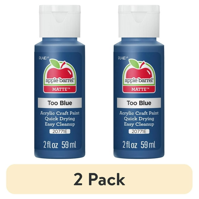 (2 pack) Apple Barrel Acrylic Craft Paint, Matte Finish, Too Blue, 2 fl oz
