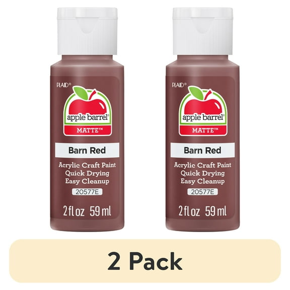 (2 pack) Apple Barrel Acrylic Craft Paint, Matte Finish, Barn Red, 2 fl oz
