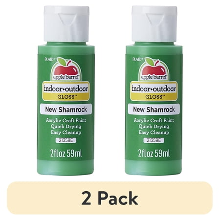 (2 pack) Apple Barrel Acrylic Craft Paint, Gloss Finish, New Shamrock, 2 fl oz