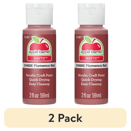 (2 pack) Apple Barrel Acrylic Craft Paint, Matte Finish, Flamenco Red, 2 fl oz