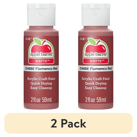 (2 pack) Apple Barrel Acrylic Craft Paint, Matte Finish, Flamenco Red, 2 fl oz