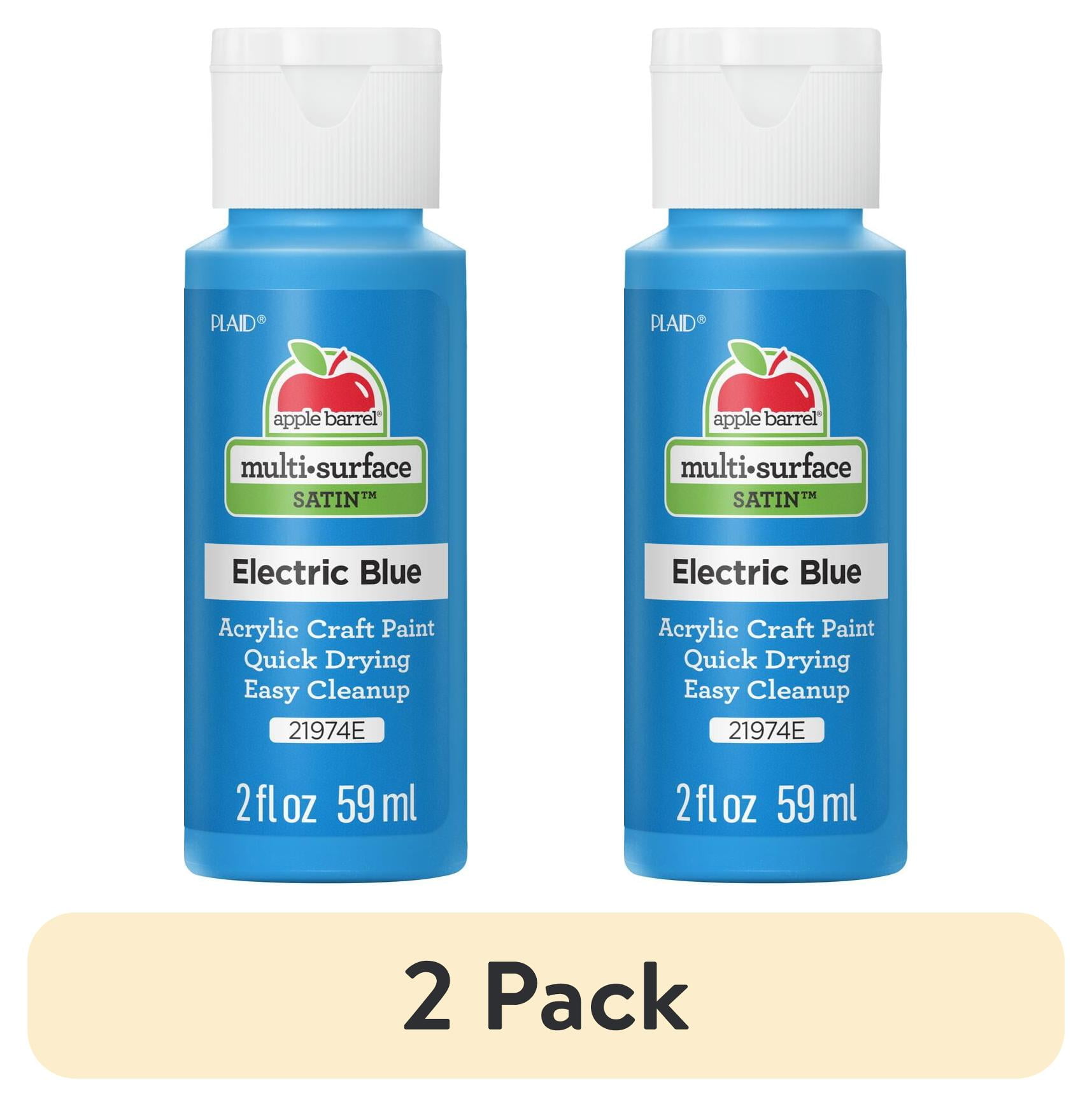 (2 pack) Apple Barrel Multi-Surface Craft Paint, Satin Finish, Electric Blue, 2 fl oz
