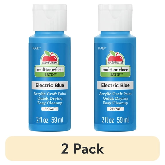 (2 pack) Apple Barrel Multi-Surface Craft Paint, Satin Finish, Electric Blue, 2 fl oz