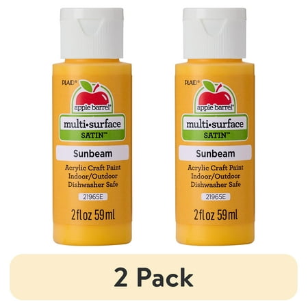 (2 pack) Apple Barrel Multi-Surface Acrylic Craft Paint, Satin Finish, Sunbeam, 2 fl oz