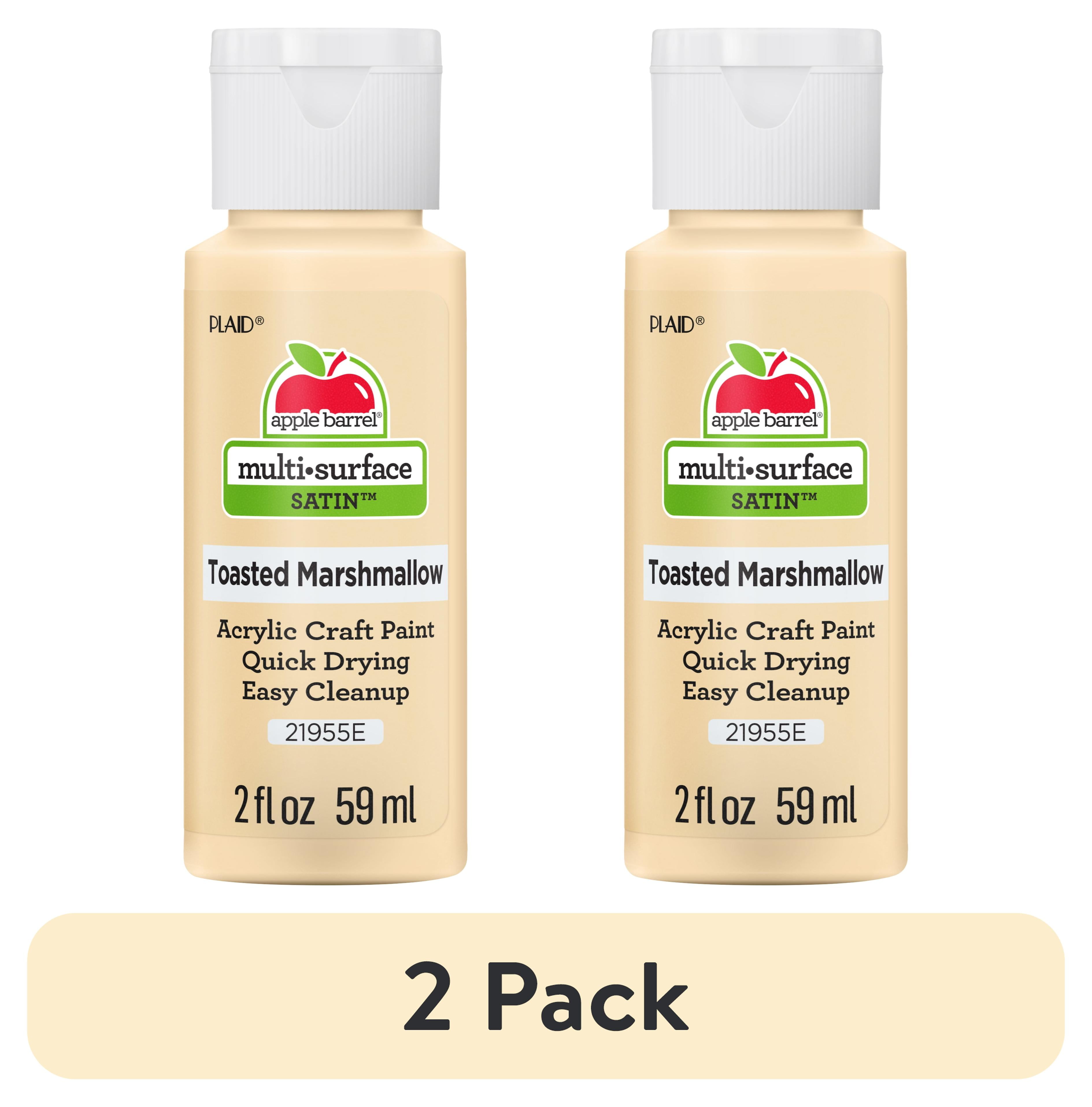 (2 pack) Apple Barrel Multi-Surface Acrylic Craft Paint, Satin Finish, Toasted Marshmallow, 2 fl oz