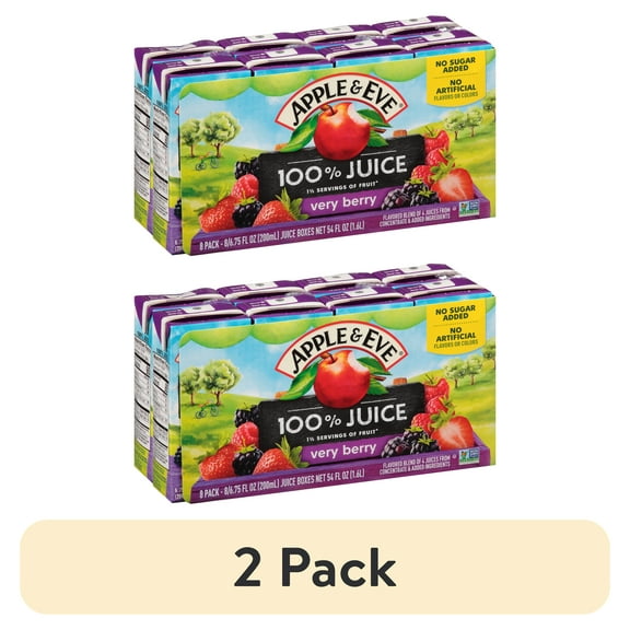 (2 pack) Apple & Eve 100% Berry Juice, 6.75 fl oz, 8 Count
