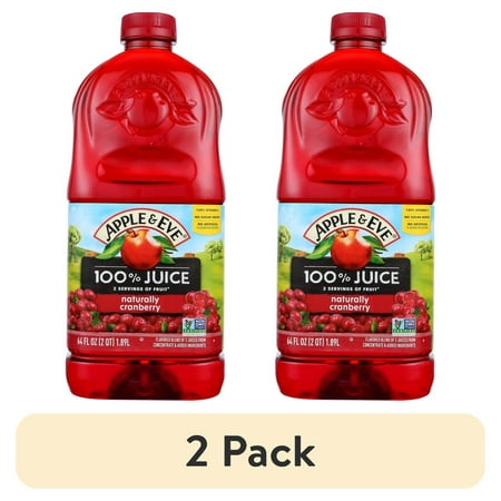 (2 pack) Apple & Eve Naturally Cranberry 100% Juice, 64 fl oz Bottle