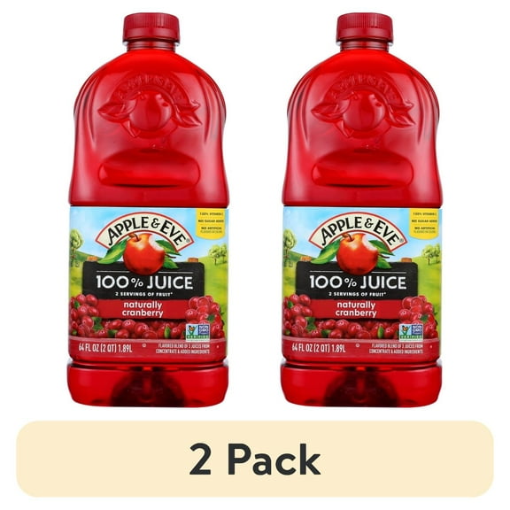 (2 pack) Apple & Eve Naturally Cranberry 100% Juice, 64 fl oz Bottle