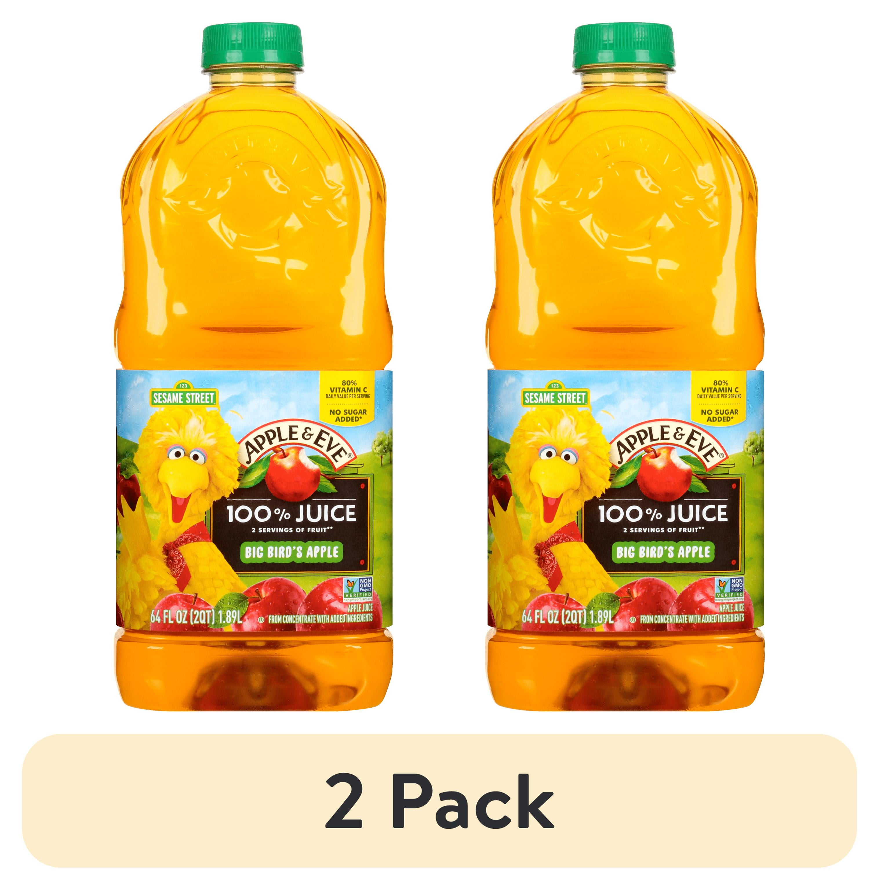 (2 pack) Apple & Eve Sesame Street Big Bird's 100% Apple Juice, 64 fl oz Bottle