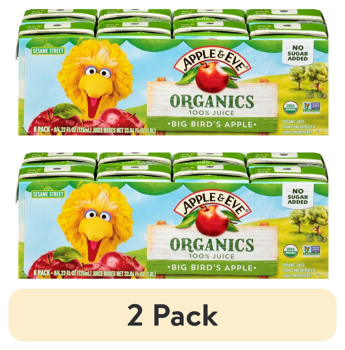 (2 pack) Apple & Eve Sesame Street Organics, Big Bird’s Apple Juice, 5 Count, Pack of 8