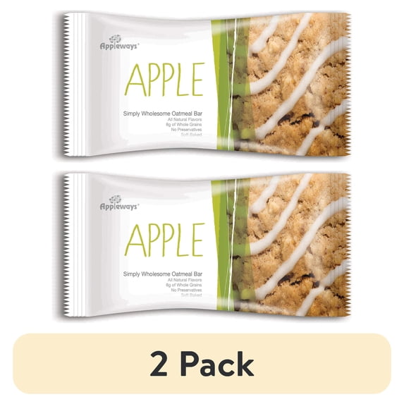 (2 pack) Appleways Apple Oatmeal Bar, 75100, 2.4 oz, 160/Case (2953347)