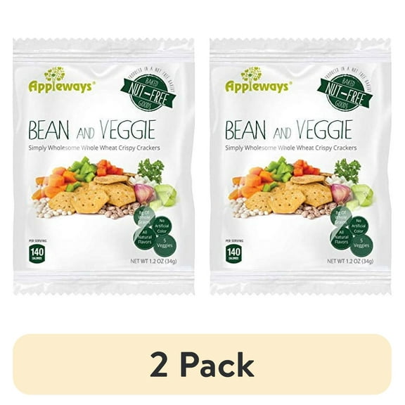 (2 pack) Appleways Whole Grain Veggie Crackers, 24 Ct