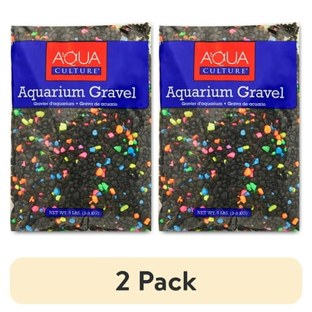 (2 pack) Aqua Culture Aquarium Gravel Mix, Neon Starry Night, 5-Pound