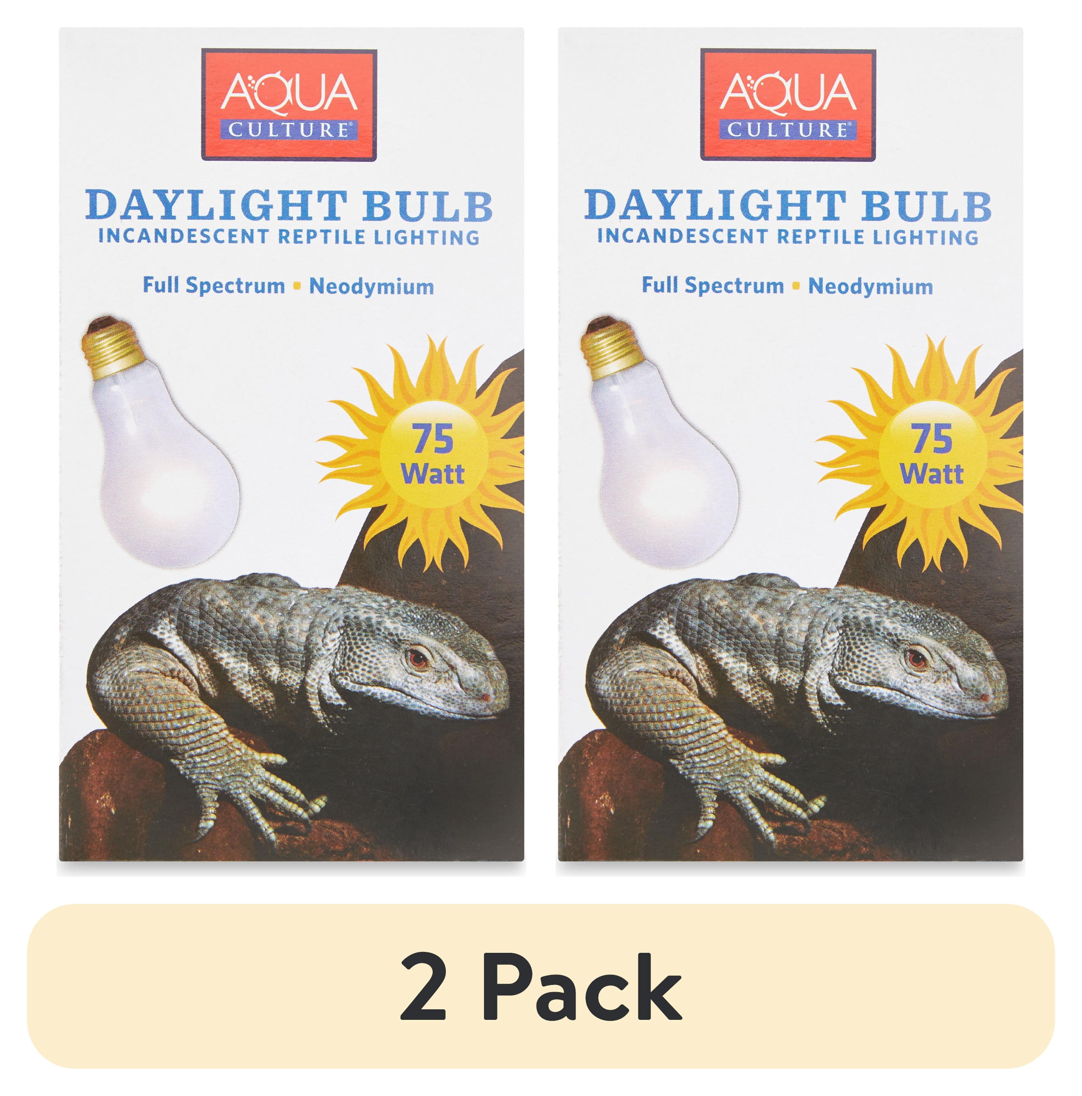 (2 pack) Aqua Culture Daylight Bulb Incandescent Reptile Lighting, 75-Watt