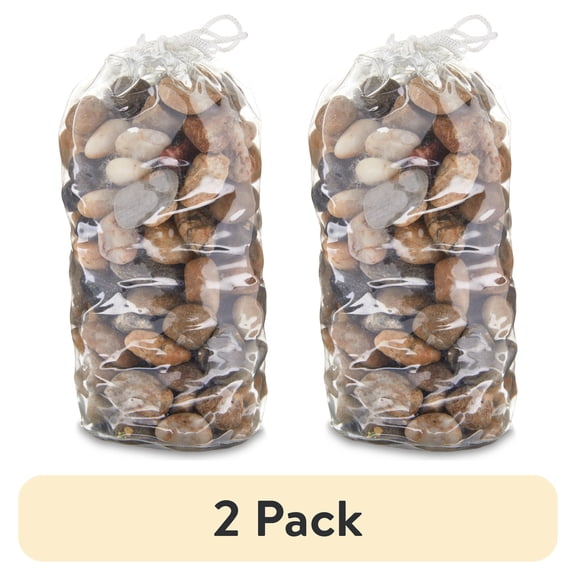 (2 pack) Aqua Culture Aquarium Gravel Mix, Large River Rock, 48-Ounce