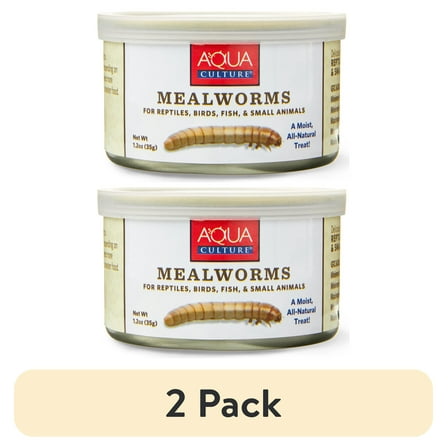 (2 pack) Aqua Culture Mealworms for Reptiles, Birds, Fish, and Small Animals, 1.2 oz