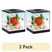 (2 pack) Aqua Culture Plastic 0.75 Gallon Aquarium, Black, 6.02"L x 6.02''W x 7.08''H