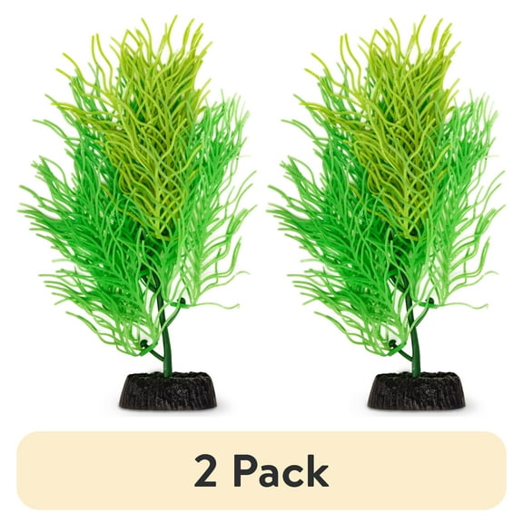 (2 pack) Aqua Culture Wavy Fern Aquarium Plant, Green Silicone Material