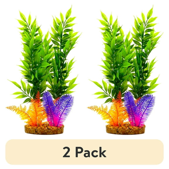 (2 pack) Aqua Culture XL Standing Aquarium Plant - Multicolor