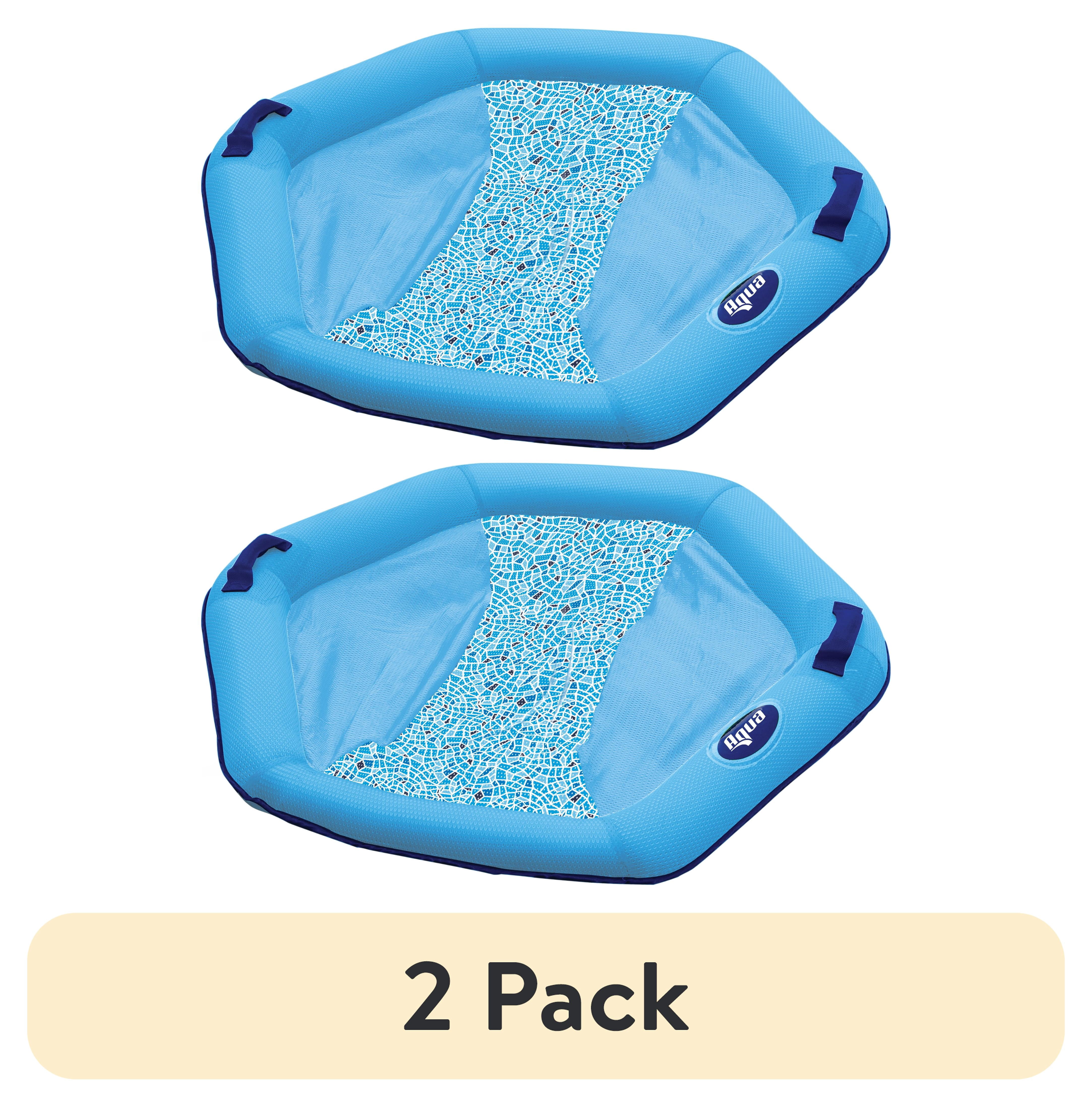 (2 pack) Aqua-Leisure Hex Lounge Chair Pool Float for Adults, Blue, Weight Capacity 250 lbs.