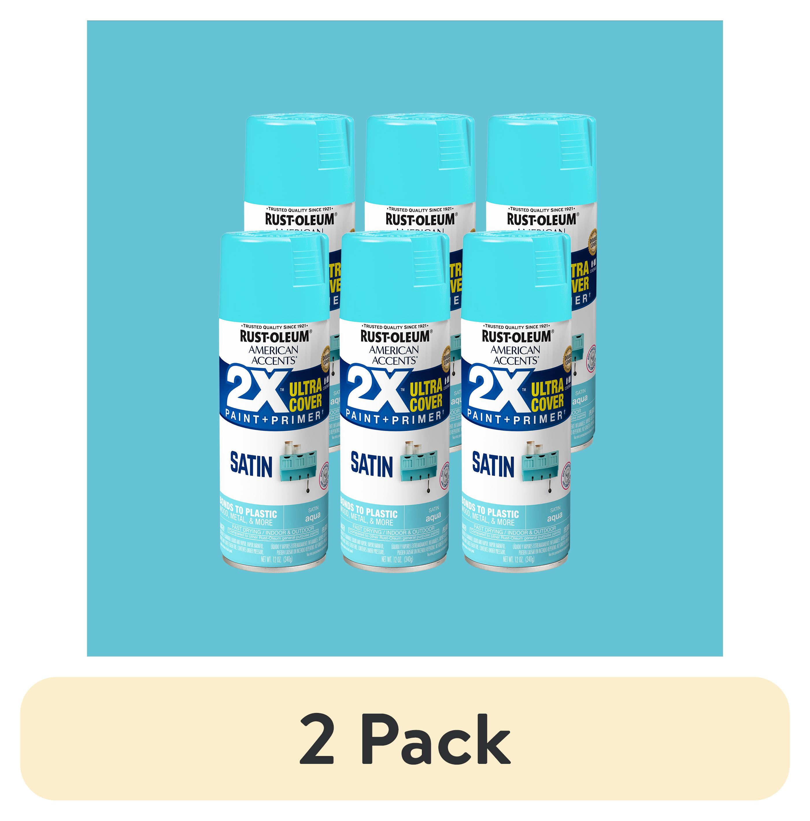 axy☺︎ 2 pack) 6 Pack, Aqua Rust-Oleum American Accents 2X Ultra Cover