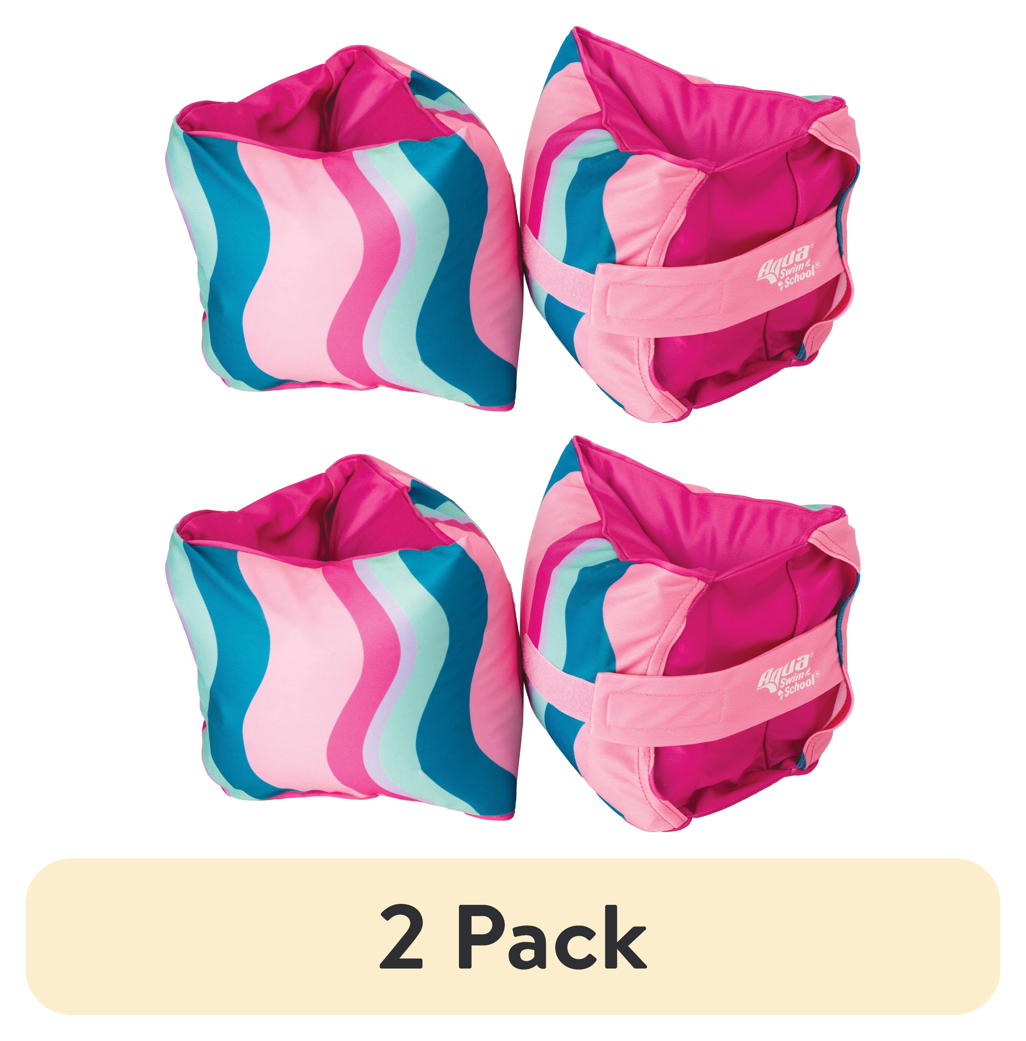 (2 pack) Aqua SwimSchool Adjustable Fabric Arm Pool Floats for Children 50-80 lb, Pink