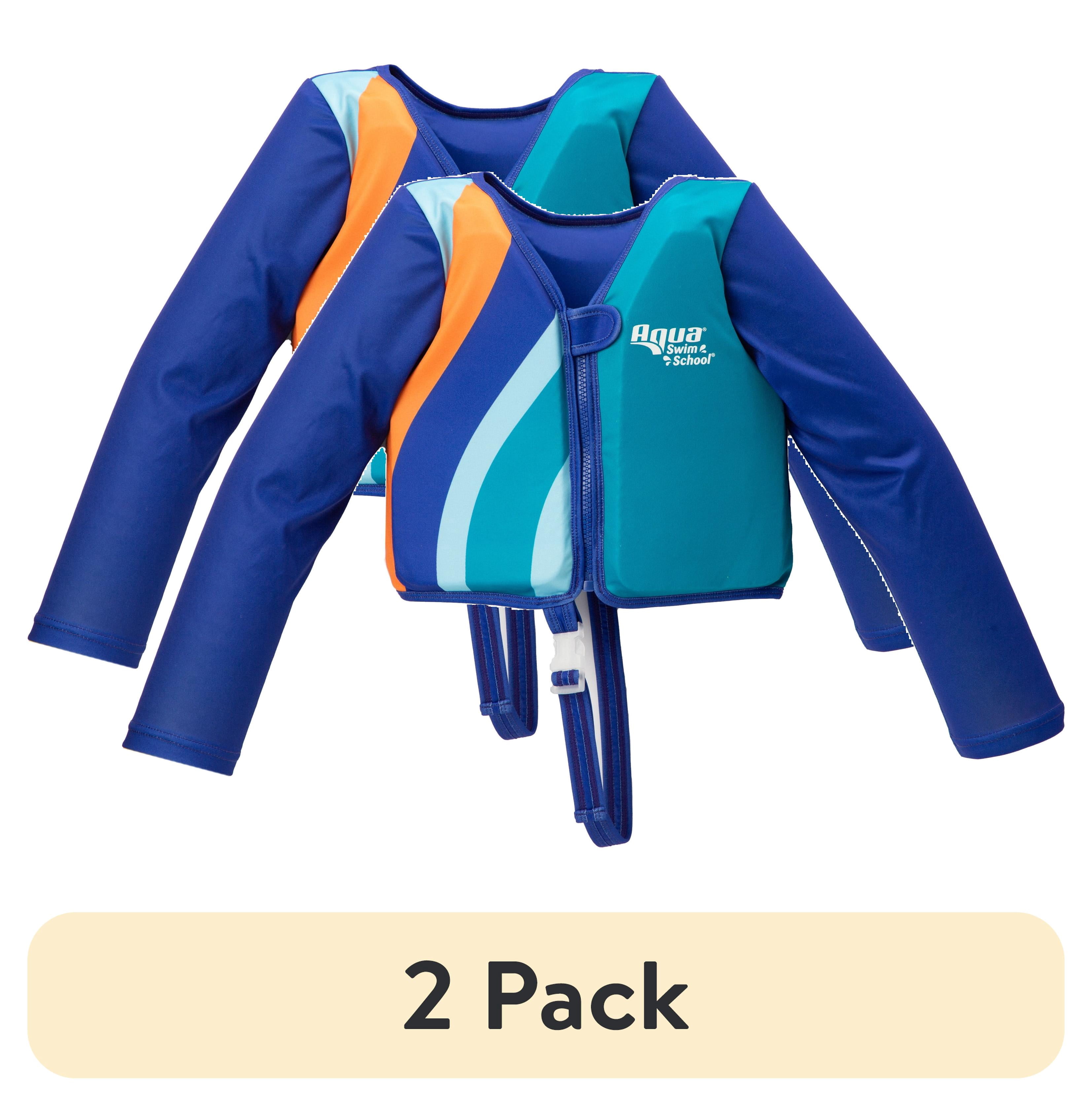 (2 pack) Aqua SwimSchool Grow-with-Me Swim Vest, Ages 3-6, 32-50 lbs, Blue