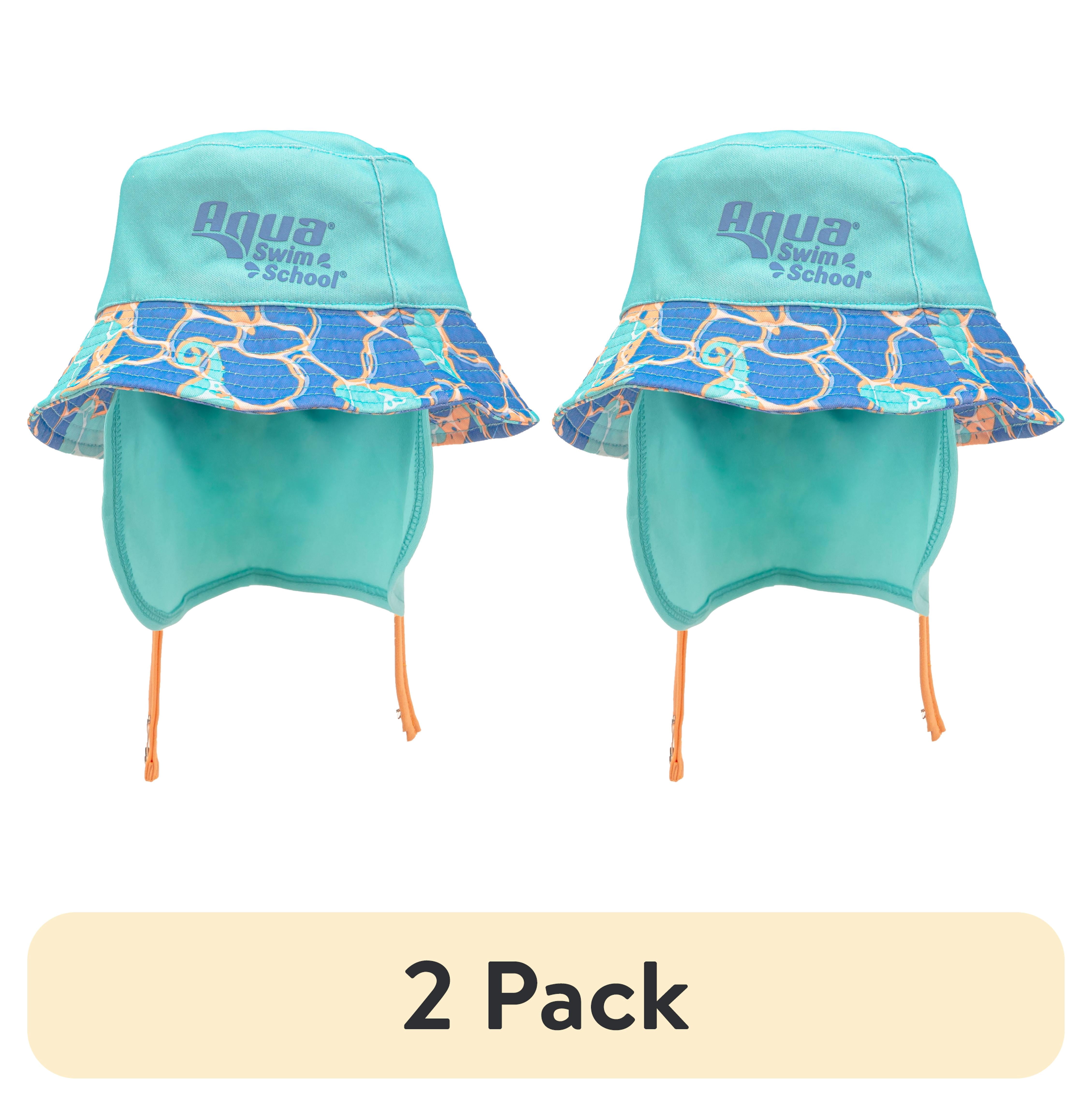 (2 pack) Aqua SwimSchool Sunshade Bucket Hat with Sun Shield for Infants, Blue, Unisex