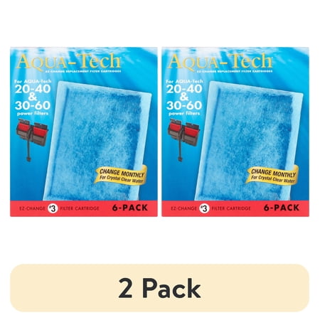 (2 pack) Aqua-Tech EZ-Change Replacement #3 Aquarium Filter Cartridge, 6 pack