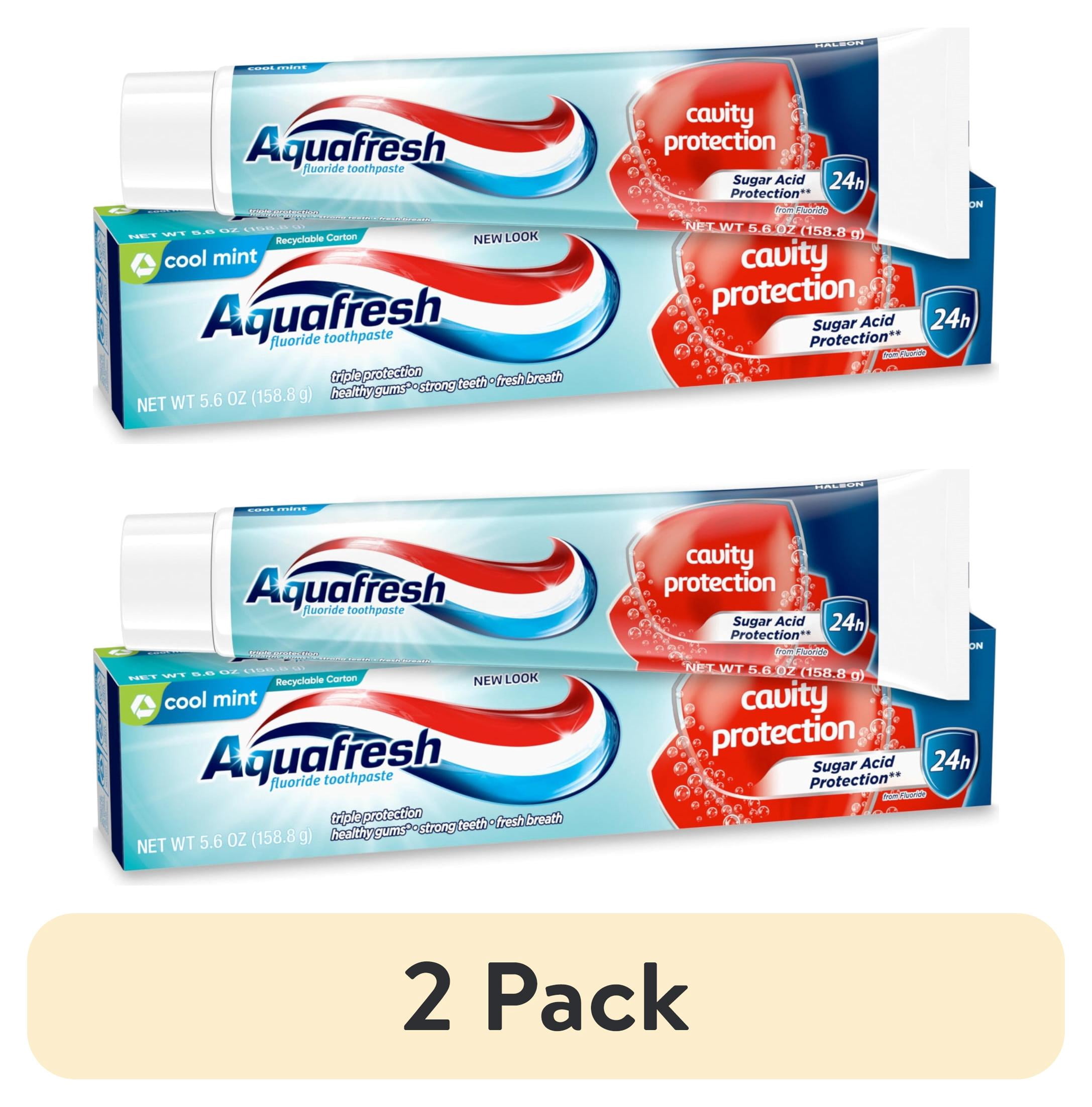 (2 pack) Aquafresh Cavity Protection Fluoride Toothpaste for Healthy Gums, Strong Teeth, and Fresh Breath, Cool Mint, 5.6 Oz