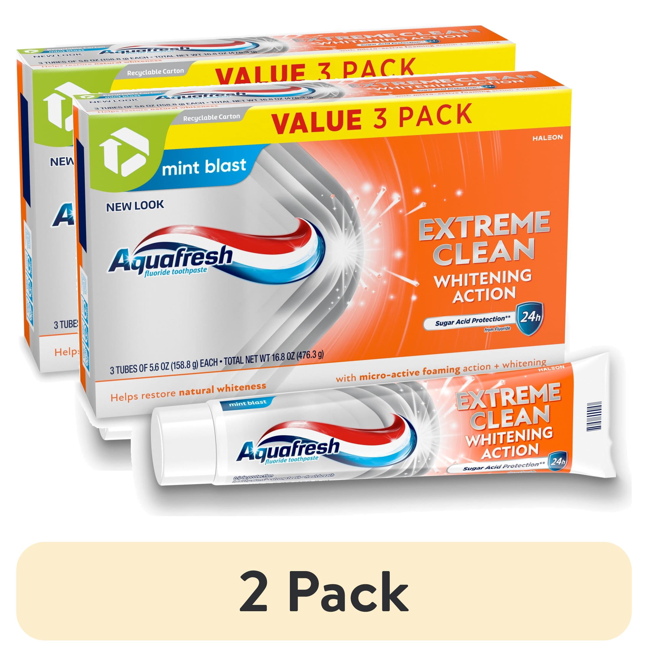 (6 pack) Aquafresh Extreme Clean Whitening Action Fluoride Toothpaste for Cavity Protection, Sugar Acid Protection, Mint Blast, 5.6 Oz (3 pack)