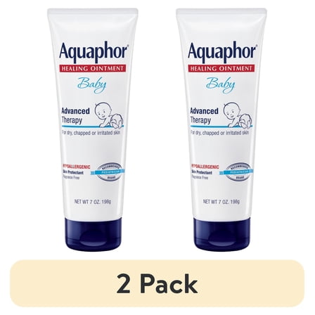 (2 pack) Aquaphor Baby Healing Ointment for Teething, Drool and Diaper Rash, Hypoallergenic, 7 oz