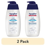 2 pack Aquaphor Baby Wash & Shampoo, Fragrance Free and Tear Free for Babys Sensitive Skin, 16.9 fl oz