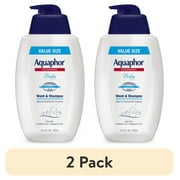2 pack Aquaphor Baby Wash & Shampoo, Fragrance Free and Tear Free for Babys Sensitive Skin, 25.4 fl oz