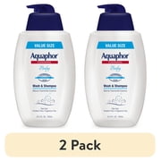 2 pack Aquaphor Baby Wash & Shampoo, Fragrance Free and Tear Free for Babys Sensitive Skin, 25.4 fl oz