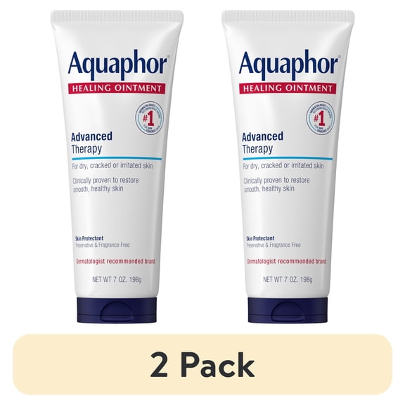 (2 pack) Aquaphor Healing Ointment Skin Protectant for Dry, Cracked, Irritated Skin, Fragrance Free, 7 oz