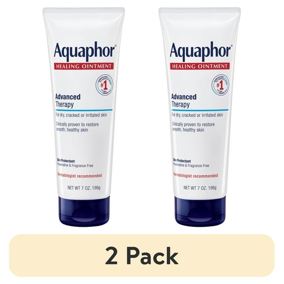 (2 pack) Aquaphor Healing Ointment Skin Protectant for Dry, Cracked, Irritated Skin, Fragrance Free, 7 oz