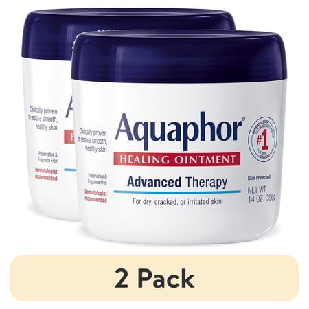 (2 pack) Aquaphor Healing Ointment Skin Protectant for Dry, Cracked, Irritated Skin, Fragrance Free, 14 oz