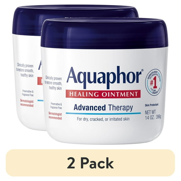 (2 pack) Aquaphor Healing Ointment Skin Protectant for Dry, Cracked, Irritated Skin, Fragrance Free, 14 oz