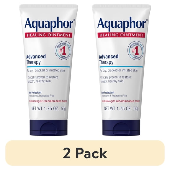 (2 pack) Aquaphor Healing Ointment Skin Protectant for Dry, Cracked, Irritated Skin, Travel Size, 1.75 oz