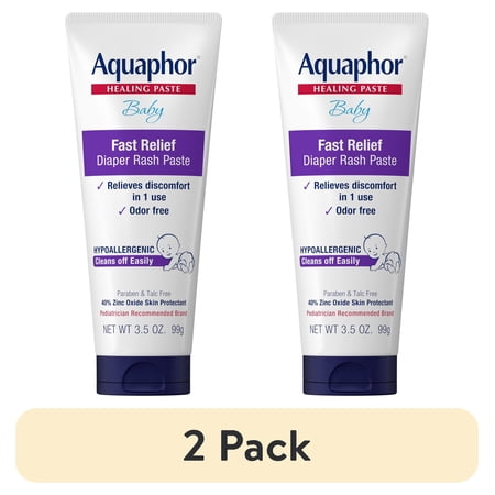 (2 pack) Aquaphor Maximum Strength Baby Diaper Rash Paste, 3.5 oz