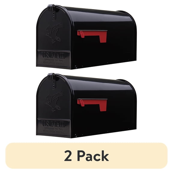 (2 pack) Architectural Mailboxes Elite Galvanized Steel, Large, Post-Mount Mailbox in Black