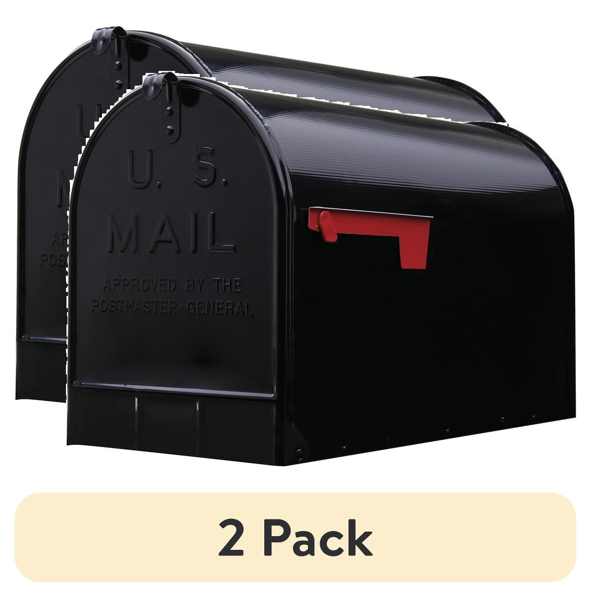(2 pack) Architectural Mailboxes Stanley Galvanized Steel, Extra Large, Post-Mount Mailbox in Black