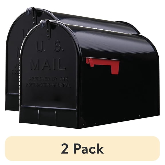 (2 pack) Architectural Mailboxes Stanley Galvanized Steel, Extra Large, Post-Mount Mailbox in Black