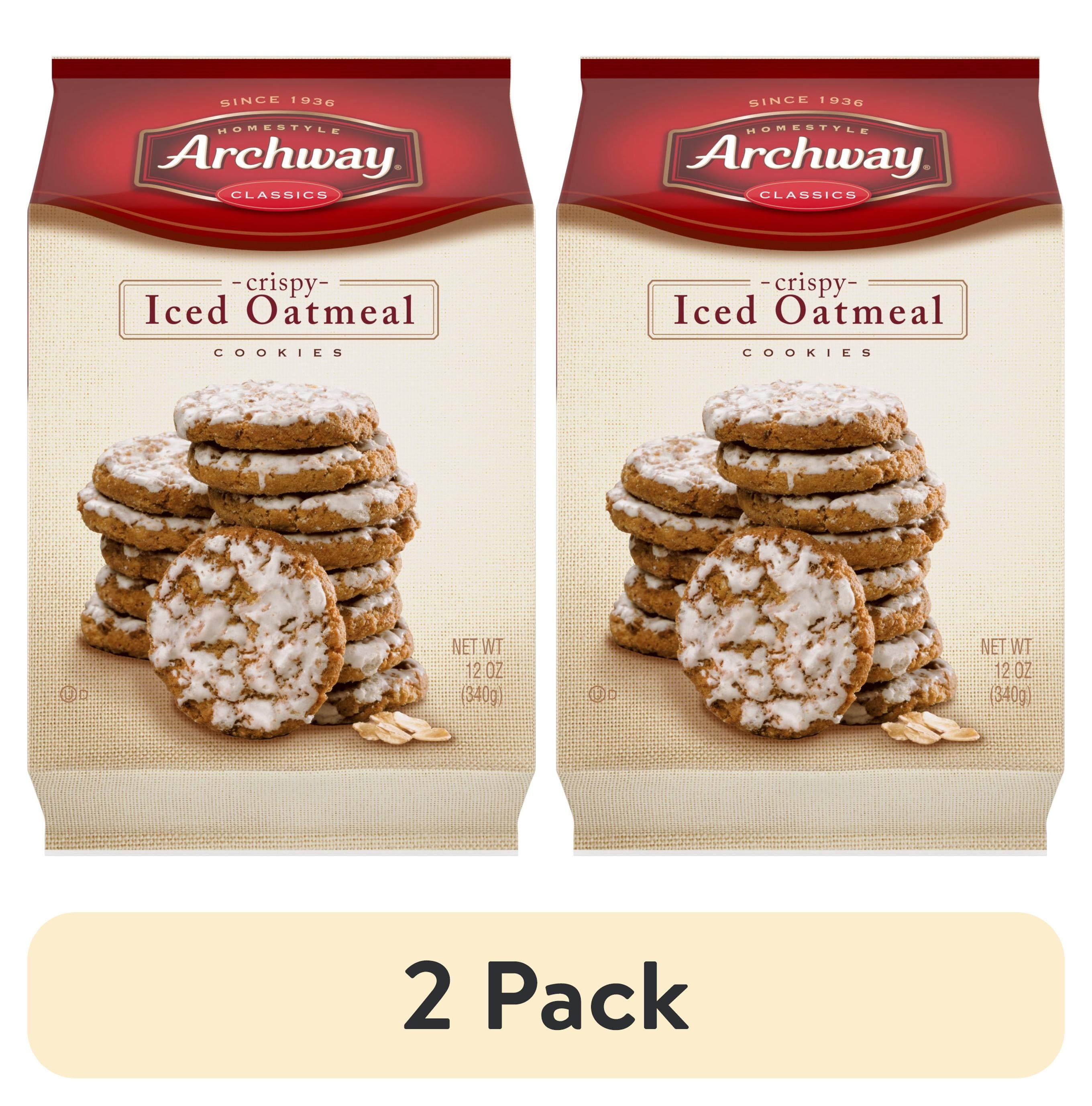(2 pack) Archway Cookies, Crispy Iced Oatmeal Cookies, 12 oz