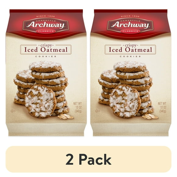 (2 pack) Archway Cookies, Crispy Iced Oatmeal Cookies, 12 oz