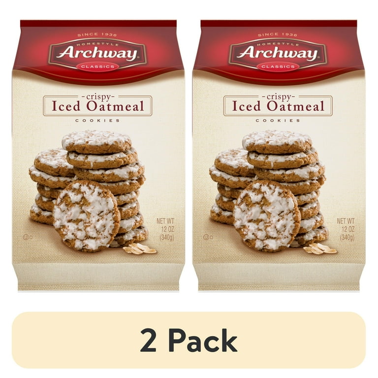 2 pack) Archway Cookies, Crispy Iced Oatmeal Cookies, 12 oz